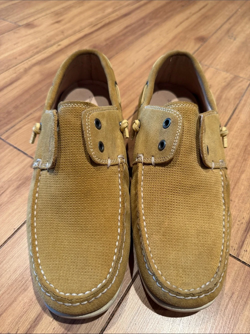 John Varvatos USA Suede Boat Shoes Men’s 9M Tan Leather Slip-On Loafers